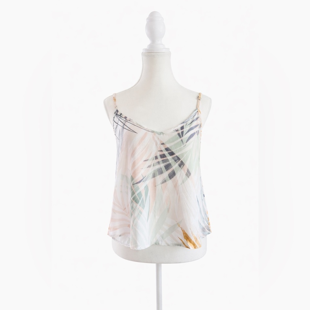 Molly Bracken Palm Print Flowy Camisole Top XS